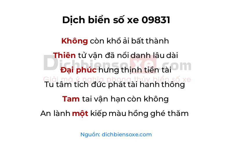 Dịch thơ biển số 09831