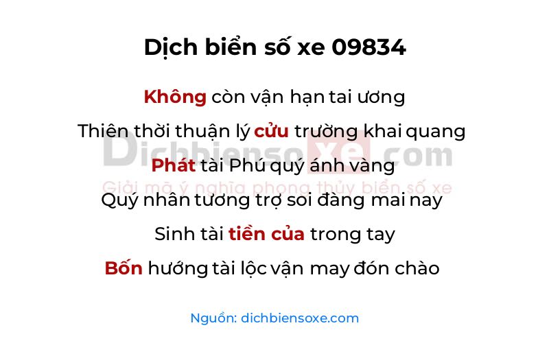 Dịch thơ biển số 09834