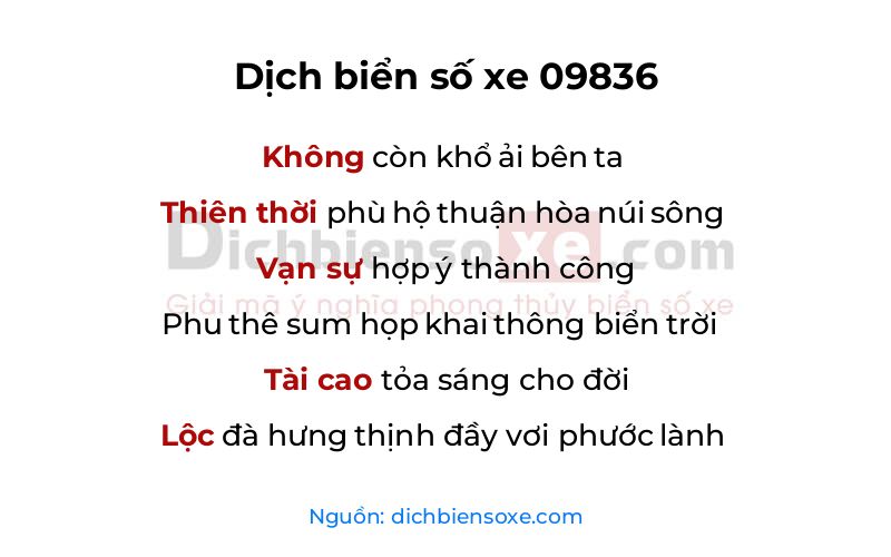 Dịch thơ biển số 09836