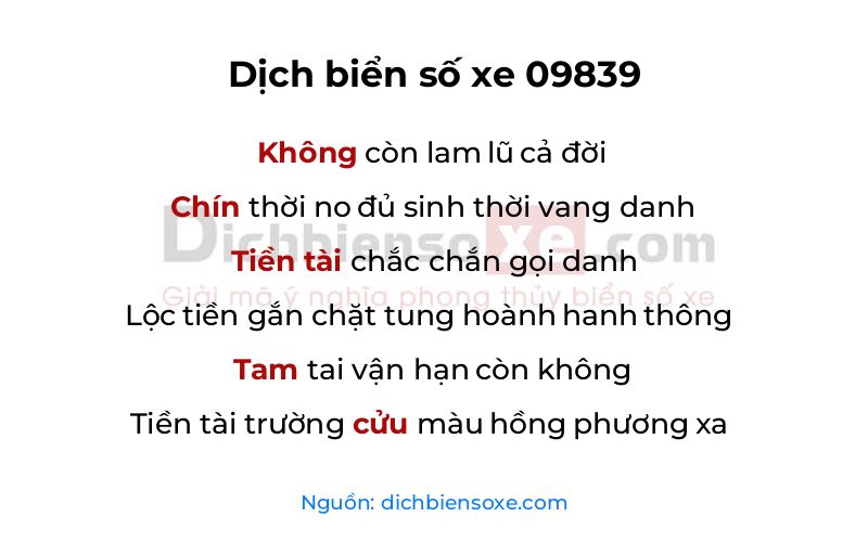 Dịch thơ biển số 09839
