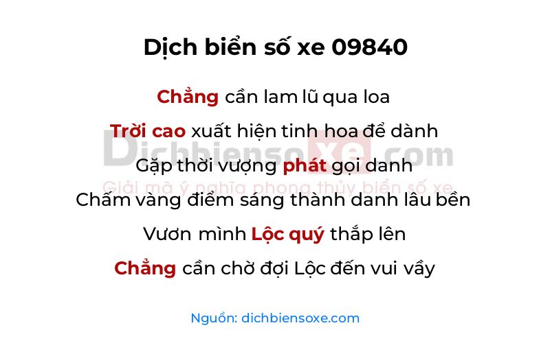 Dịch thơ biển số 09840