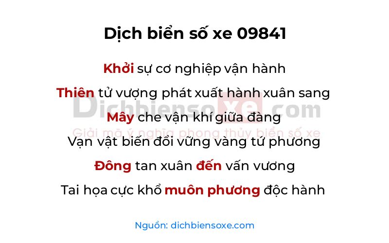 Dịch thơ biển số 09841