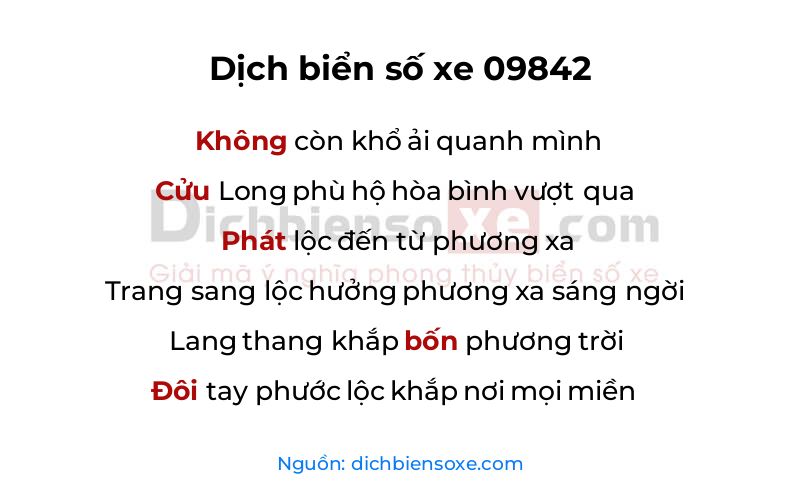 Dịch thơ biển số 09842