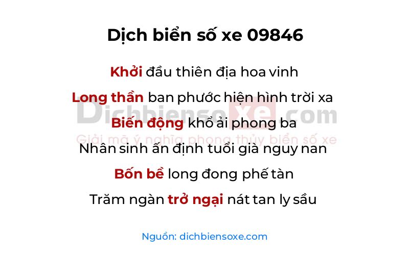 Dịch thơ biển số 09846