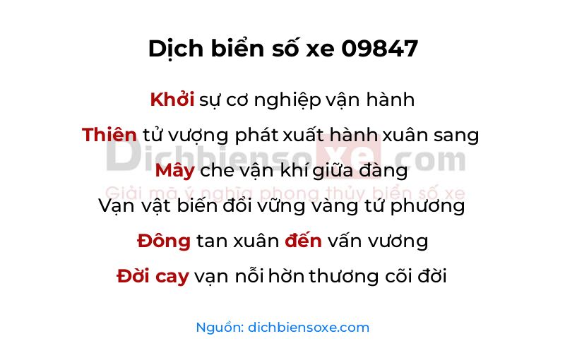 Dịch thơ biển số 09847