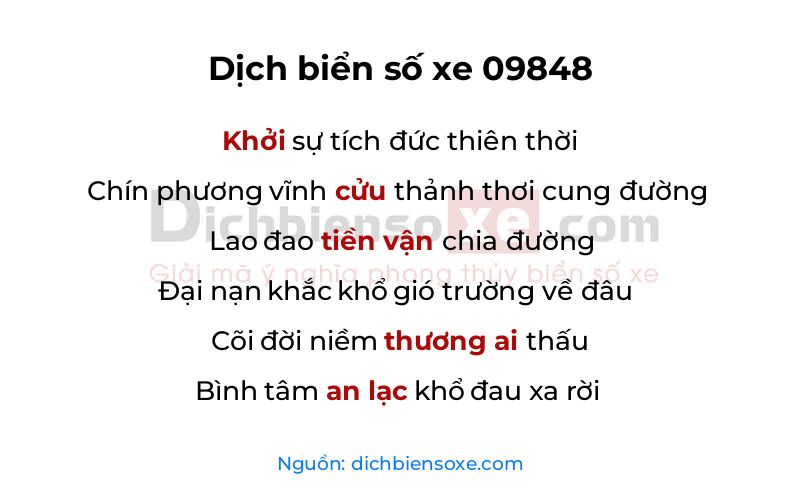 Dịch thơ biển số 09848