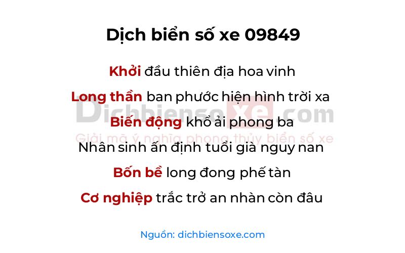 Dịch thơ biển số 09849