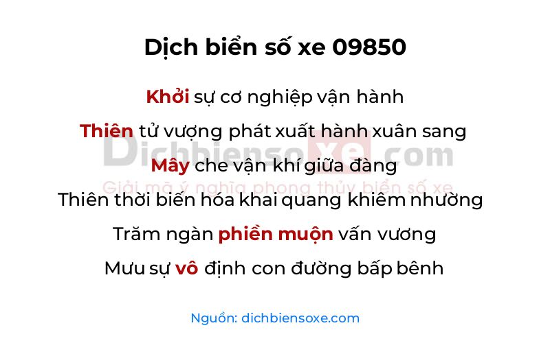 Dịch thơ biển số 09850