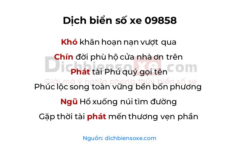 Dịch thơ biển số 09858