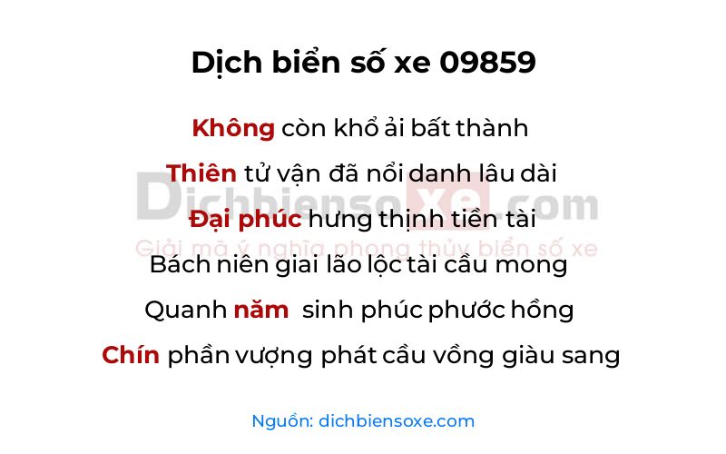 Dịch thơ biển số 09859