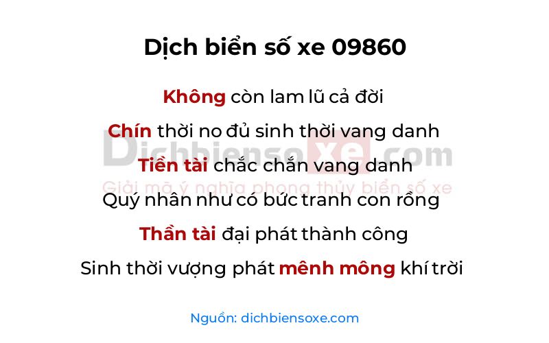 Dịch thơ biển số 09860