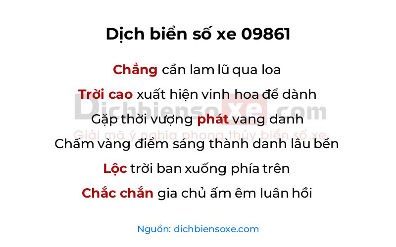 Dịch thơ biển số 09861