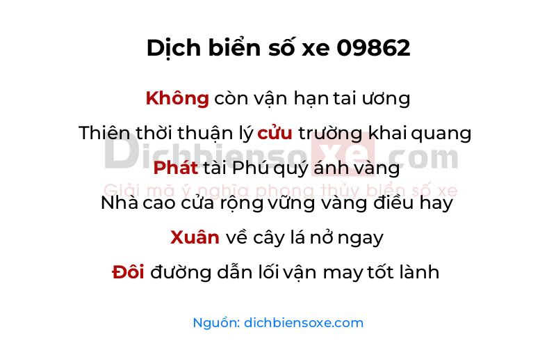 Dịch thơ biển số 09862