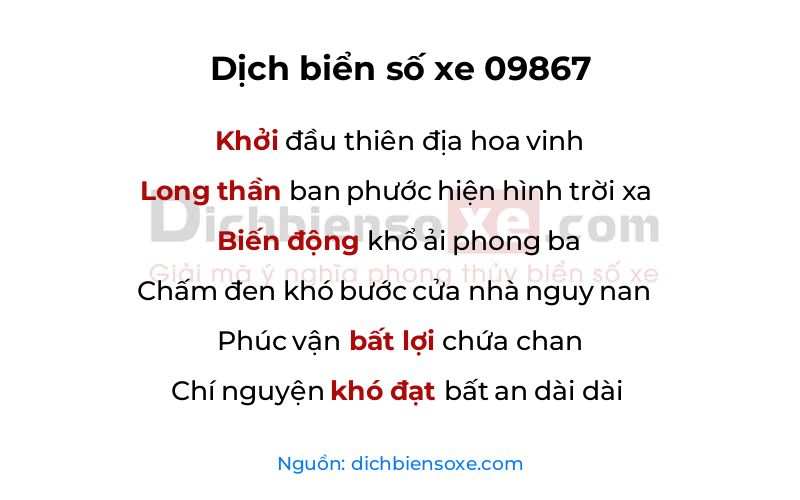 Dịch thơ biển số 09867