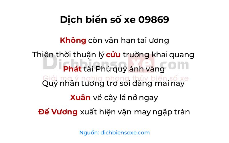 Dịch thơ biển số 09869