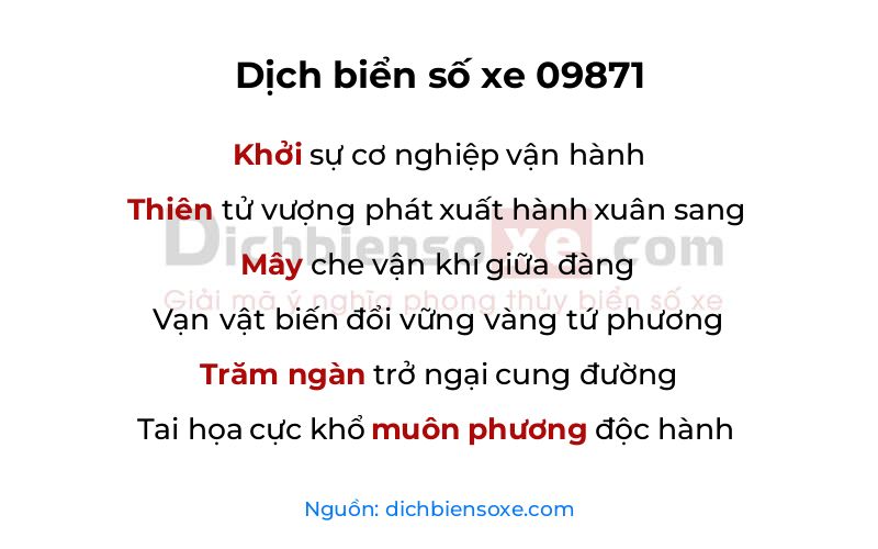 Dịch thơ biển số 09871