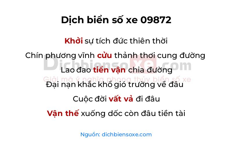 Dịch thơ biển số 09872