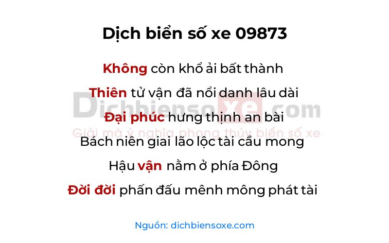 Dịch thơ biển số 09873