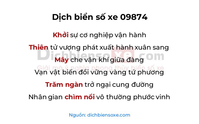 Dịch thơ biển số 09874