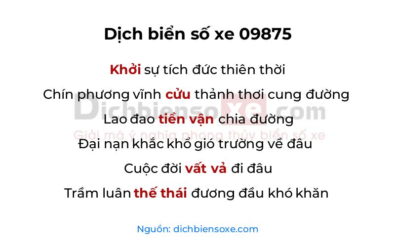 Dịch thơ biển số 09875