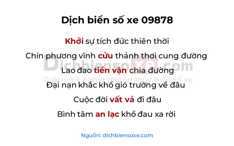 Dịch thơ biển số 09878