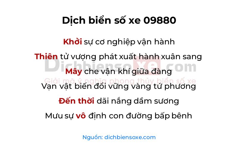 Dịch thơ biển số 09880