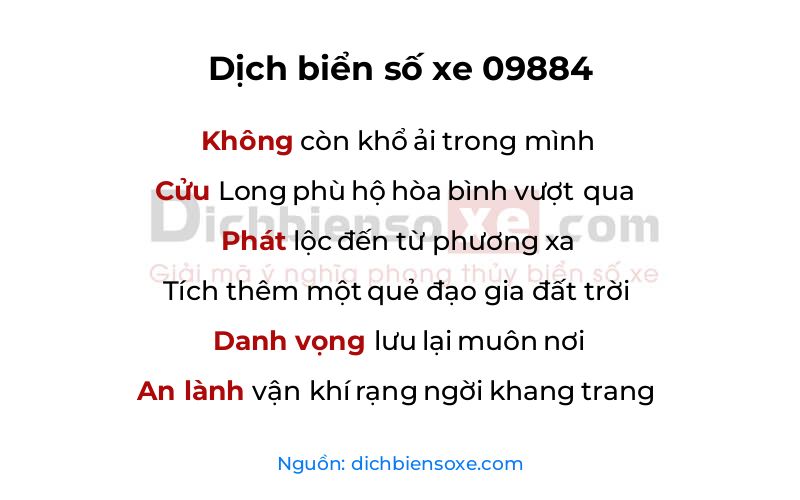 Dịch thơ biển số 09884