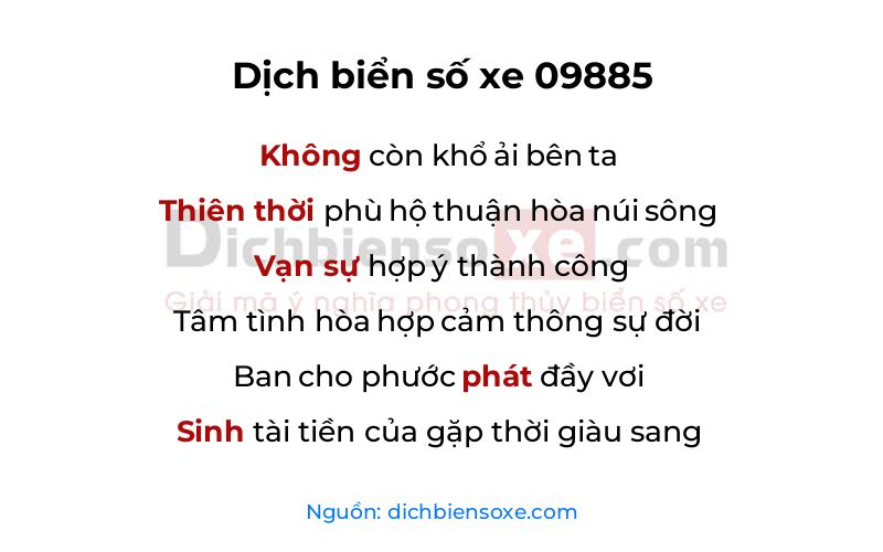 Dịch thơ biển số 09885