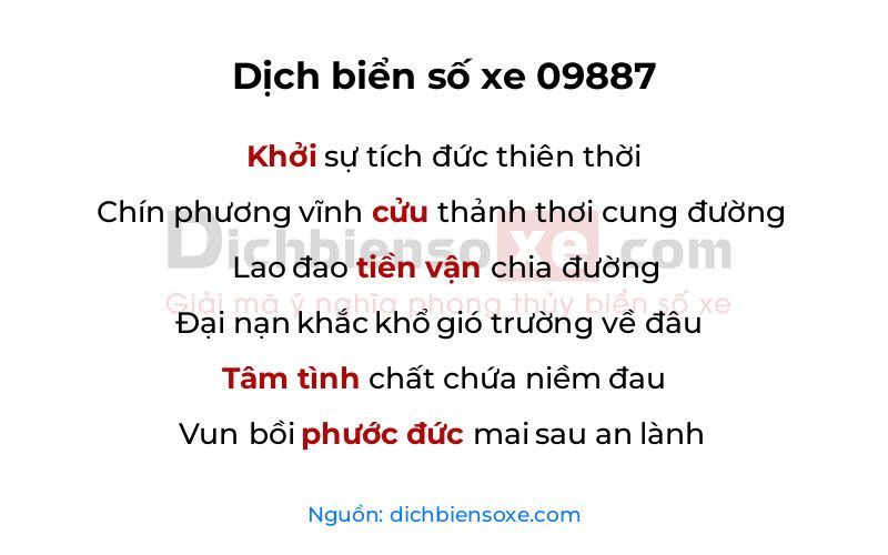 Dịch thơ biển số 09887