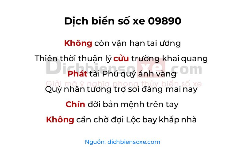 Dịch thơ biển số 09890