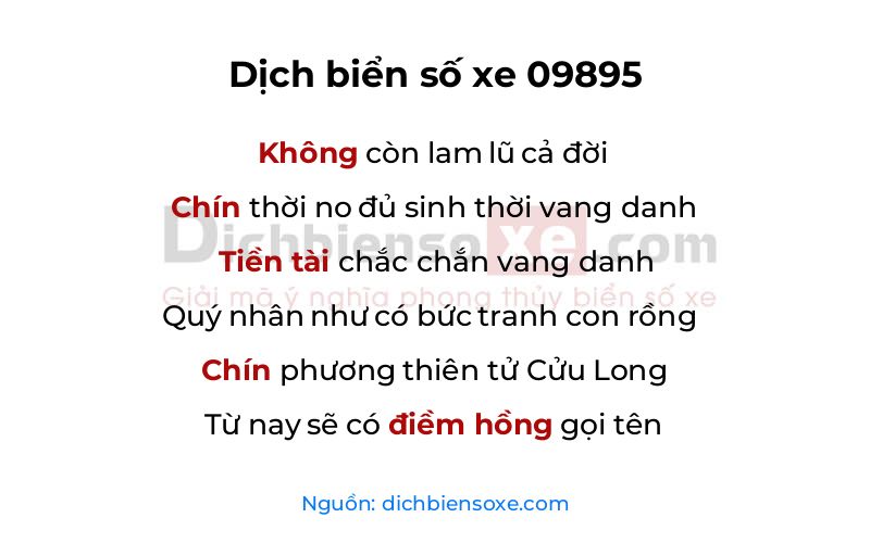 Dịch thơ biển số 09895