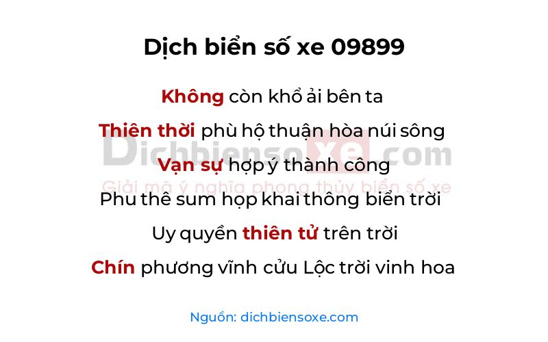 Dịch thơ biển số 09899