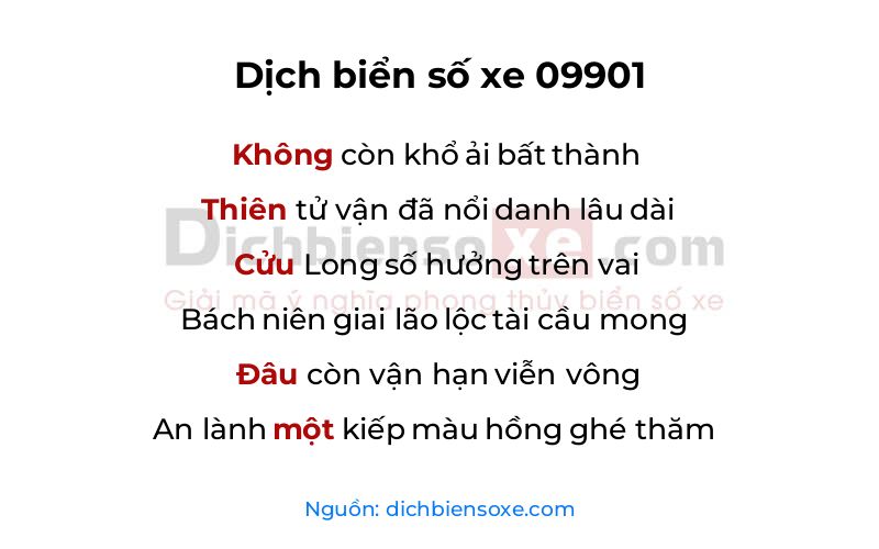 Dịch thơ biển số 09901