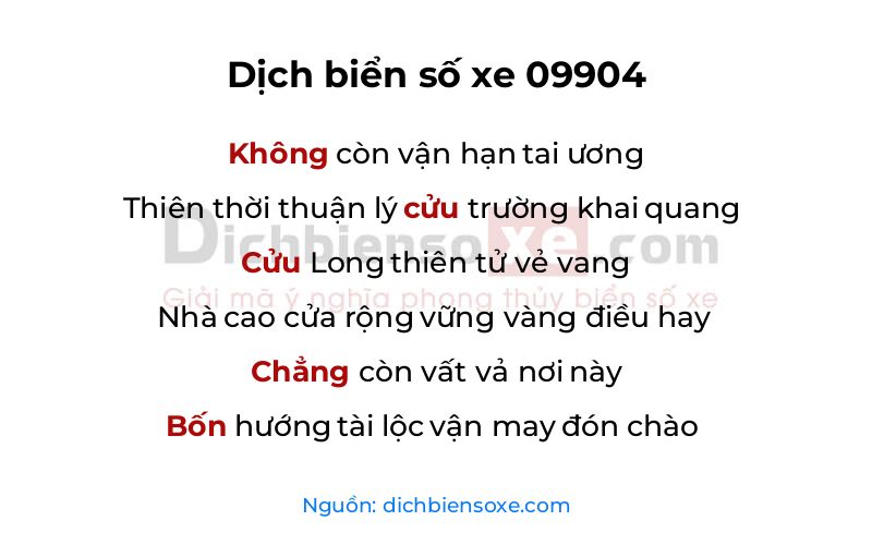 Dịch thơ biển số 09904