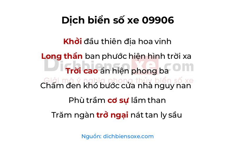 Dịch thơ biển số 09906