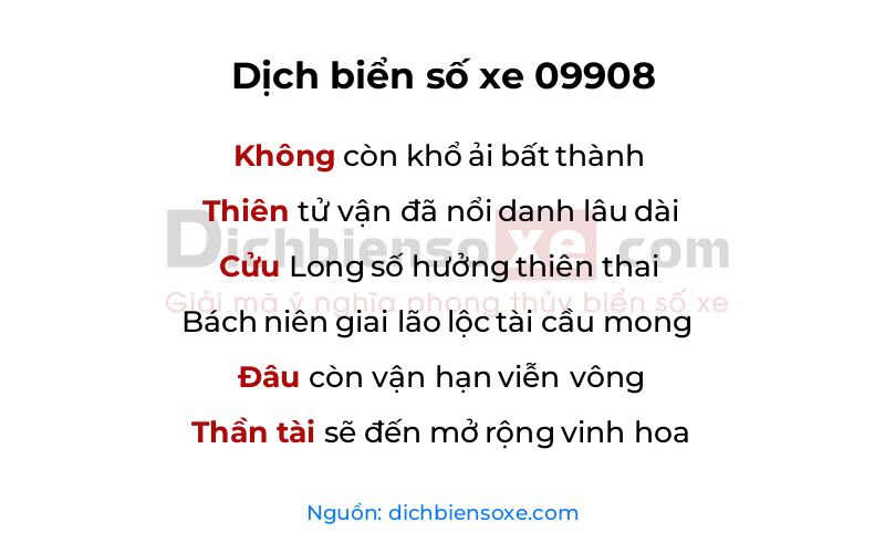 Dịch thơ biển số 09908