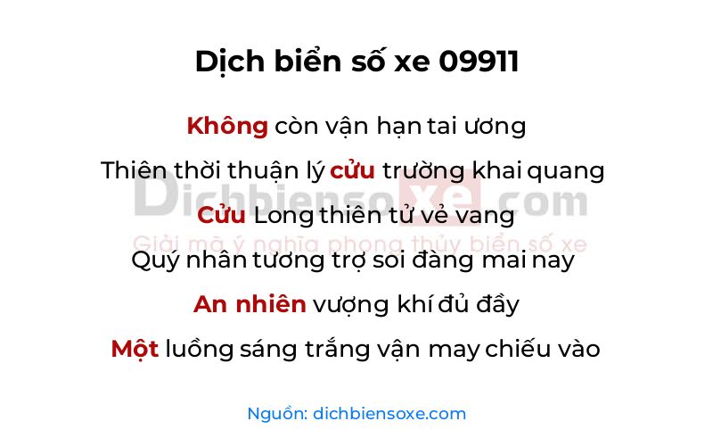 Dịch thơ biển số 09911