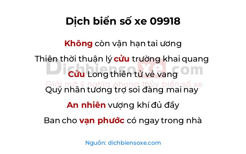 Dịch thơ biển số 09918