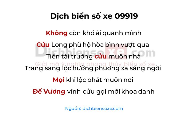 Dịch thơ biển số 09919