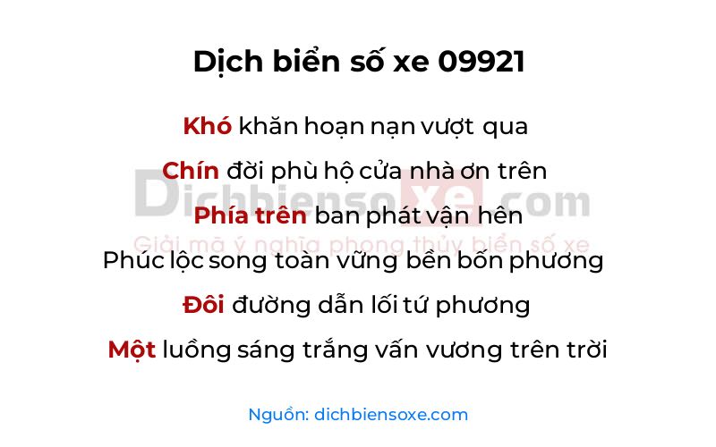 Dịch thơ biển số 09921