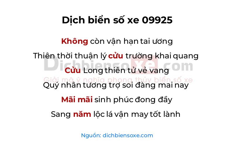 Dịch thơ biển số 09925