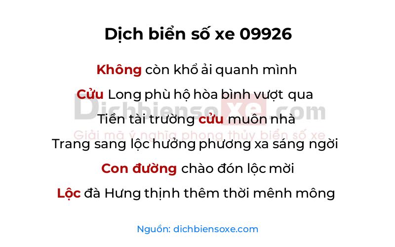 Dịch thơ biển số 09926