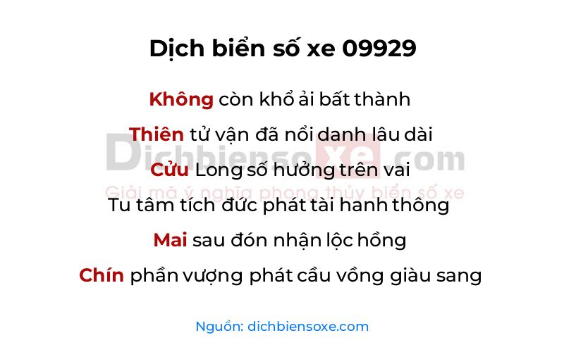 Dịch thơ biển số 09929