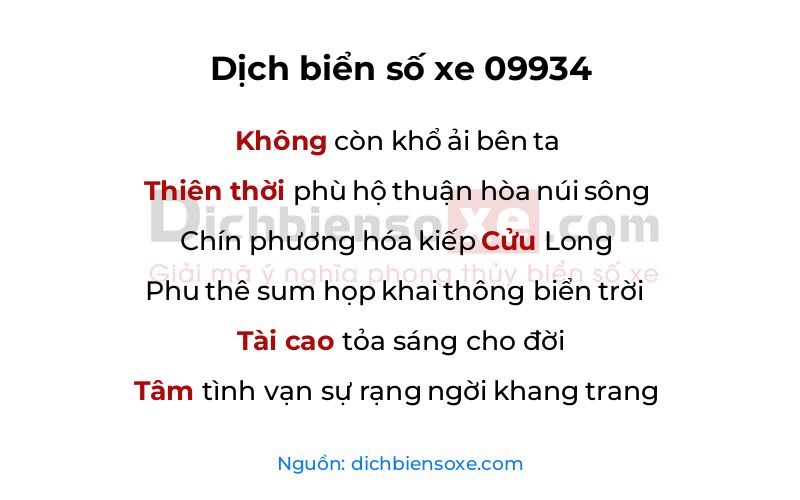 Dịch thơ biển số 09934