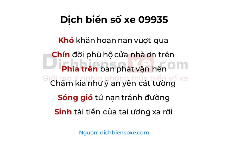 Dịch thơ biển số 09935