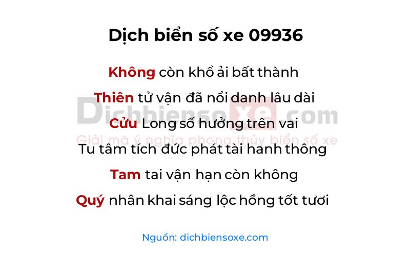 Dịch thơ biển số 09936