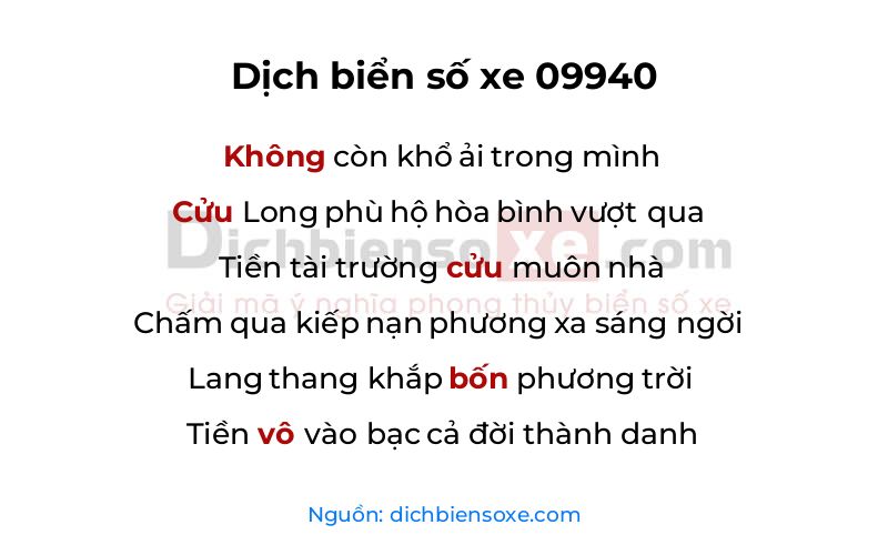 Dịch thơ biển số 09940