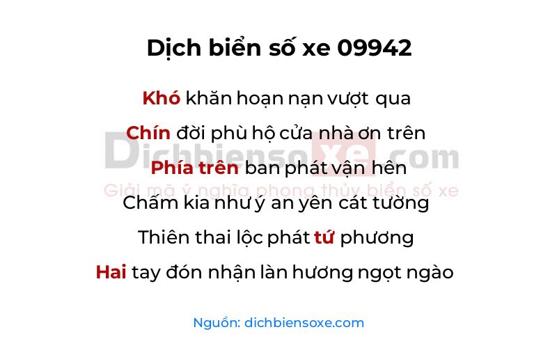 Dịch thơ biển số 09942
