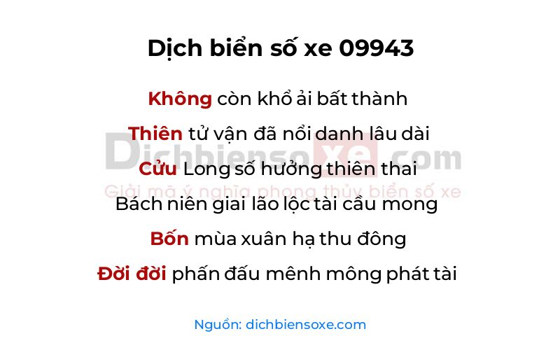 Dịch thơ biển số 09943