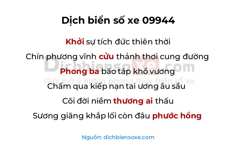 Dịch thơ biển số 09944